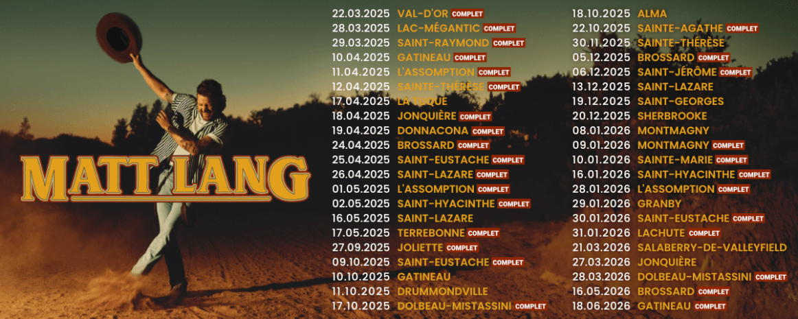 Matt Lang / Tournée Québec / 2025-2026