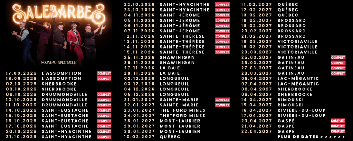 Salebarbes / Tournée Québec / 2026-2027